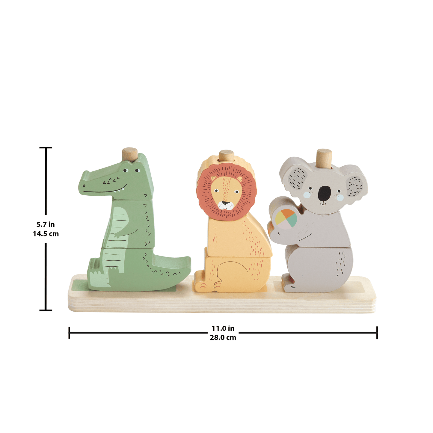 Fisher-Price Wooden Stack & Sort Animals Baby & Toddler Toy, 10 Wood Pieces